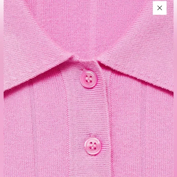 Mango Polo Knit Pink Top T-Shirt Size S - Picture 6 of 6
